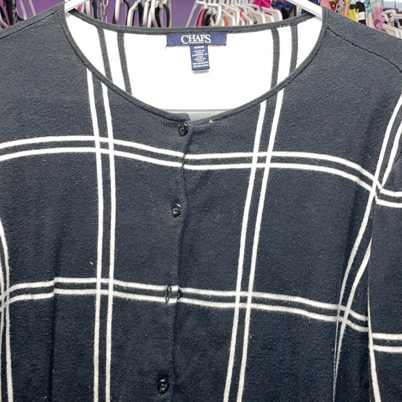 CHAPS fancy tartan plain like ladies top like new condition size medium black - Picture 4 of 9